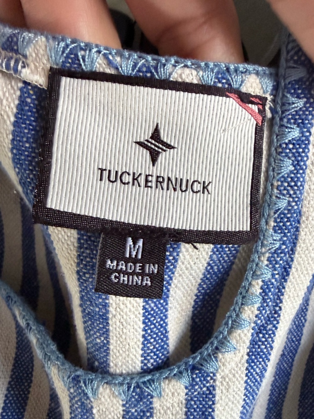 Tuckernuck Blue Striped Embroidered  Dress Resortwear Vacation Cotton Coverup - Picture 7 of 9